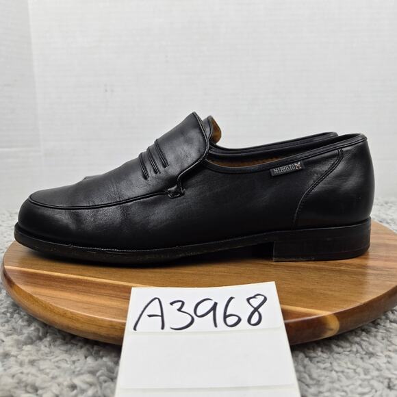 Mephisto Mens 8.5 Black Leather Casual Comfort Slip On Daily Loafer Portugal - Picture 1 of 15
